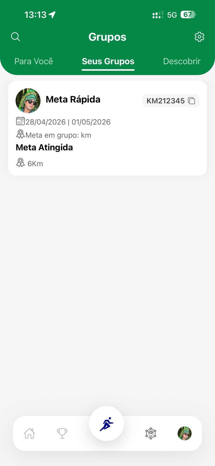 Tela de aplicativo: Metas