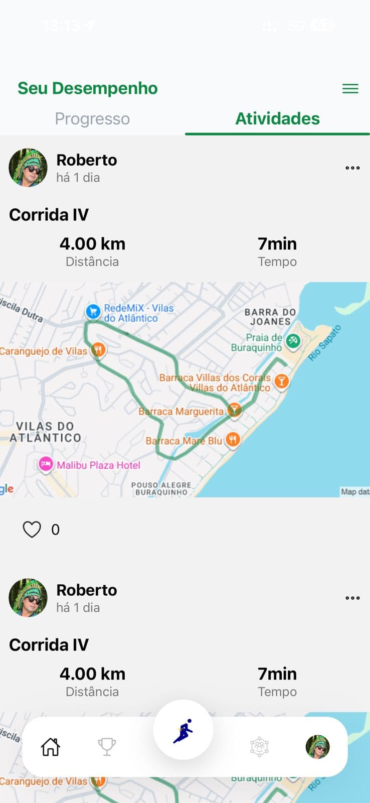 Tela de aplicativo: Rastreamento